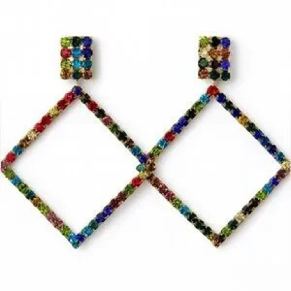 Trendy Vibrant Square Drop Earrings